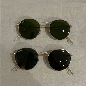 Ray Ban TWO Round Gold Frame Polarized Sunglasses